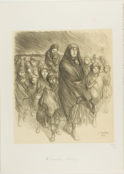 De Belgische Exodus door Théophile Alexandre Pierre Steinlen