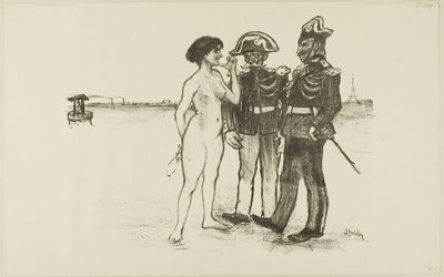 Waarheid en de twee soldaten door Théophile Alexandre Pierre Steinlen