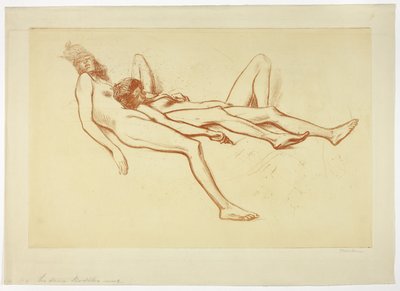 Twee naakte modellen door Théophile Alexandre Pierre Steinlen