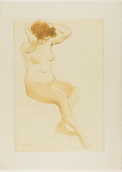 Vrouw die haar haar doet, driekwartzicht door Théophile Alexandre Pierre Steinlen