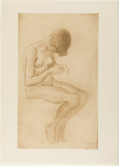 Vrouw repareert haar nagels door Théophile Alexandre Pierre Steinlen