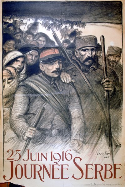 25 juni 1916 - Servië Dag, Franse Eerste Wereldoorlog poster, 1916 door Théophile Alexandre Steinlen