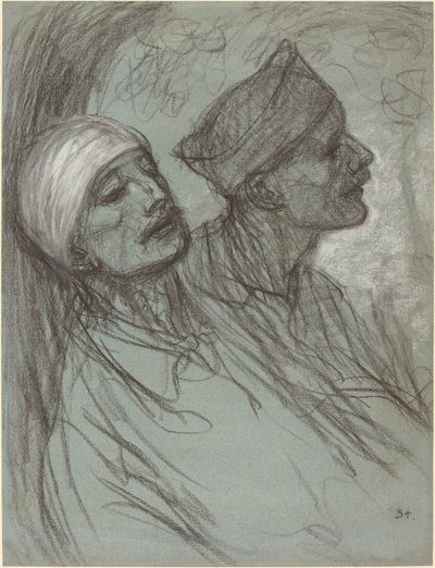 Een Gewonde Soldaat en Zijn Kameraad door Théophile Alexandre Steinlen