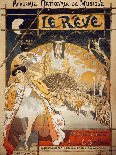 Poster voor Le Reve, ballet door Alfred-Edouard Blau en Joseph Hansen, muziek door Leon Gastinel, Academie Nationale de Musique, Parijs, uitgegeven door Hartmann, Parijs door Théophile Alexandre Steinlen