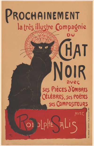 Prochainement la très illustre Compagnie du Chat Noir Poster voor de Compagnie door Théophile Alexandre Steinlen