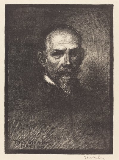 Zelfportret Steinlen en face, hoofd recht door Théophile Alexandre Steinlen