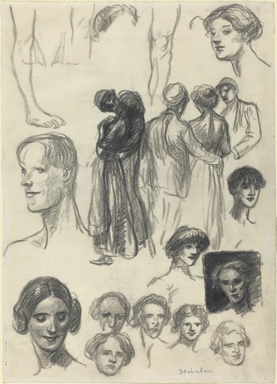 Blad met Schetsen door Théophile Alexandre Steinlen