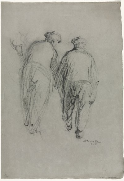 Twee mannen aan het werk, achteraanzicht door Théophile Alexandre Steinlen