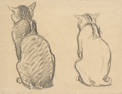 Twee studies van een kat, begin 20e eeuw door Théophile Alexandre Steinlen