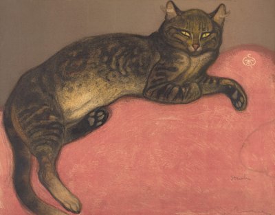 Winter: Kat op een Kussen, eind 19e-begin 20e eeuw door Théophile Alexandre Steinlen