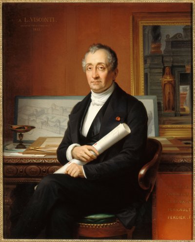Portret van de architect Louis Visconti 1791-1853, 1854 door Théophile Vauchelet