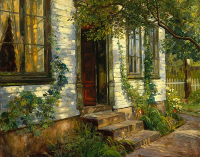 Zon op oude huis muur, Fredriksvern door Thorolf Holmboe