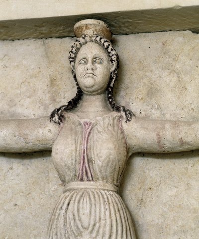 Thracische tombe van Sveshtari, detail van een standbeeld van een vrouw in Atlas, 3e eeuw v.Chr. door Thracian Thracian