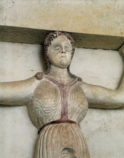 Thracische tombe van Sveshtari, detail van een standbeeld van vrouw in Atlas, 3e eeuw v.Chr. door Thracian Thracian