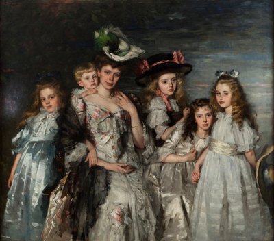 Portret van Aleida Gijsberta Maria van Ogtrop-Hanlo 1871-1944 en haar vijf kinderen, 1906 door Thérèse Schwartze