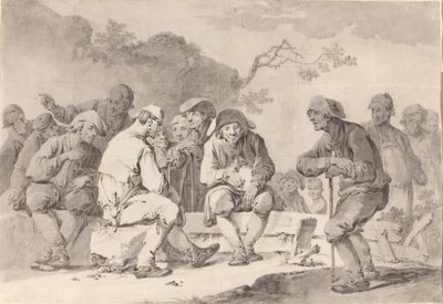 Zelfportret met Plattelandsmensen uit Appenzell door Tiberius Dominikus Wocher