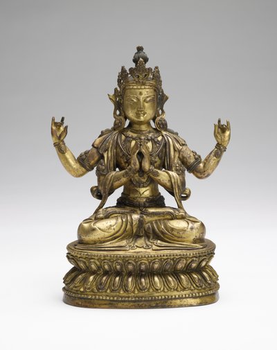 Sukhavati Avalokiteshvara, laat 17e-begin 18e eeuw door Tibetan School