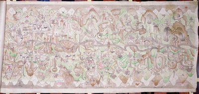 Het zonneeinde van de Tsari rongkor (beschilderd doek) door Tibetan School