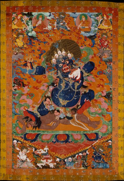 Yamantaka, Vernietiger van de God van de Dood, c.1700-30 door Tibetan School