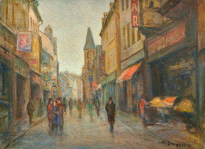 Straat in de regen (Parijs) door Tibor Dengyel