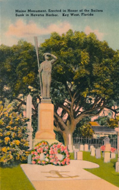 Maine monument, ter ere van zeelieden gezonken in de haven van Havana. Key West, Florida door Tichnor Brothers