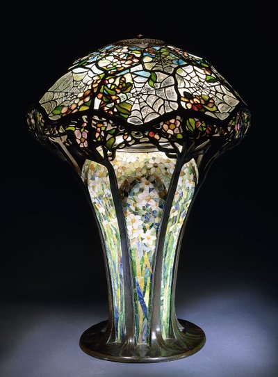Een "Cobweb" loden glazen tafellamp door Tiffany Studios, c.1906 door Tiffany Studios