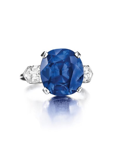 Ring (saffier, diamanten & platina) door Tiffany and Company