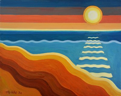 Oceaan zonsondergang, 2024 door Tilly Willis