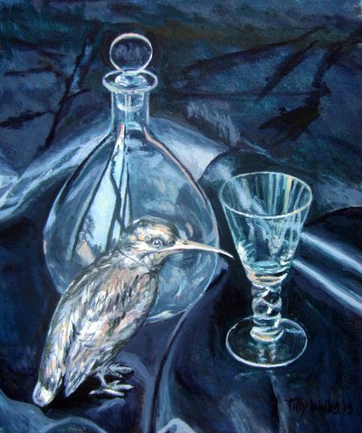 Stilleven met zilveren ijsvogel door Tilly Willis