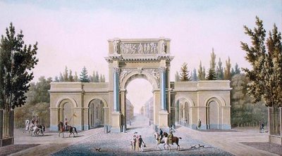 Porte de Guillaume, Brussel, uit Choix des Monuments, Edifices et Maisons les plus remarquables du Royaume des Pays-Bas door Pierre Jacques Goetghebuer, gegraveerd door de auteur, gepubliceerd 1827 door Tilman Francois (after) Suys