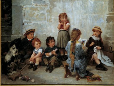 Het spannende fragment: kinderen luisteren naar een boek door Timoleon Marie Lobrichon