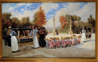 Wandeling van de crèche naar de Tuilerieën door Timoleon Marie Lobrichon