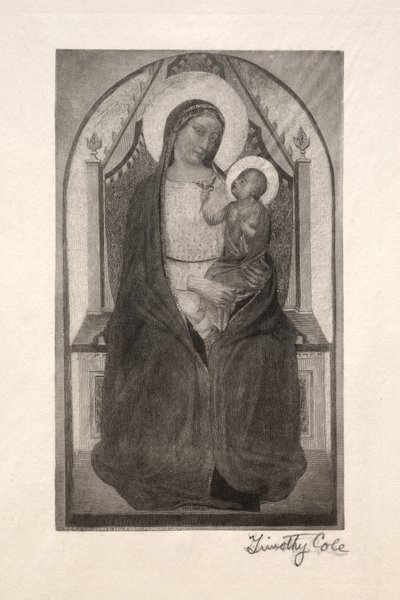 Oude Italiaanse Meesters: Madonna Enthroned met Kind dat Vogel Vasthoudt, 1885 door Timothy Cole