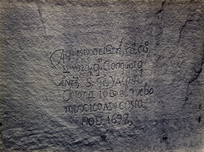 Historisch Spaans verslag van de verovering, zuidkant van Inscription Rock, New Mexico door Timothy H. O