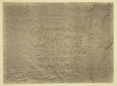 Historic Spanish Record of the Conquest, South Side of Inscription Rock, N.M. Geographical  Geological Explorations  Surveys West of the 100th Meridian. Expeditie van 1873. -Luitenant. Geo. M. Wheeler, Korps Genieofficieren, Bevelhebber. door Timothy O