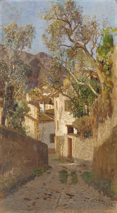 Een schaduwrijke dorpsweg, 1902 door Tina Blau Lang