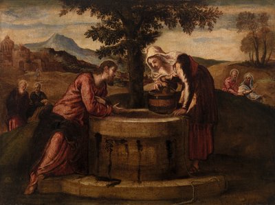 Christus en de Vrouw van Samaria door Tintoretto (Jacopo Robusti)