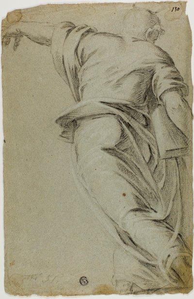 Mozes die naar Links Stapt en met de Linkerhand Wijst door Tintoretto