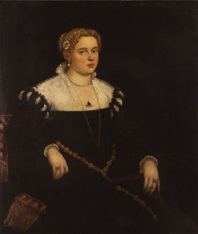 Portret van een dame, driekwart lengte, met een mandoline door Tintoretto