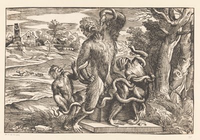 Karikatuur op de Laocoöngroep door Titiaan