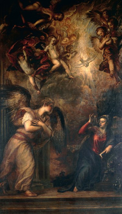 Annunciatie, Kerk van San Salvador, Venetië door Titian (c.1488 1576)
