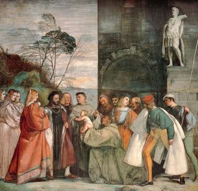 Wonder van de pasgeboren baby (detail) door Titian (c.1488 1576)