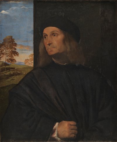 Portret van de Venetiaanse schilder Giovanni Bellini? door Tiziano Vecelli
