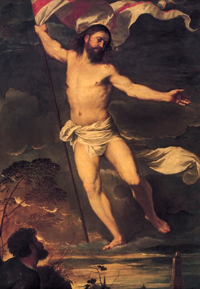 Opstanding van Christus, detail van het centrale paneel van het Averoldi Altaarstuk, door Tiziano Vecellio door Titian (c.1488 1576)