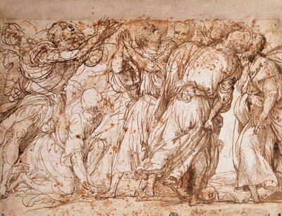 Studie van de groep van de Apostelen in de Kerk van de Assumptie van de Frari in Venetië door Titian (c.1488 1576)