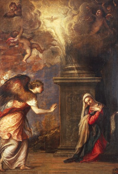 De Annunciatie, Kerk van San Domenico Maggiore in Napels door Titian (c.1488 1576)
