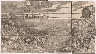 De ondergang van het leger van de farao in de Rode Zee door Titian (c.1488 1576)