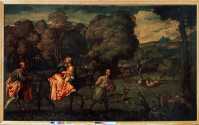 De vlucht naar Egypte door Titian (c.1488 1576)