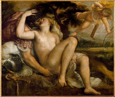 Venus, Mars en Cupido door Titian (c.1488 1576) (workshop)