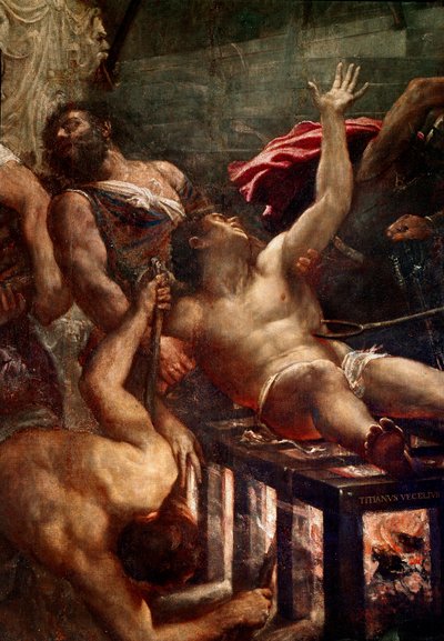 Het martelaarschap van Sint Laurentius (detail) door Titian (c.1488 1576)